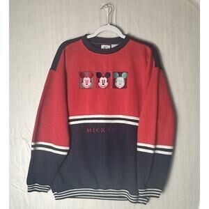 Vintage Disney Mickey Mouse Colorblock Crewneck Sweatshirt Varsity Pullover XL